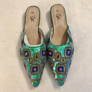 Sequined and Embroidered Slip-on Loafer